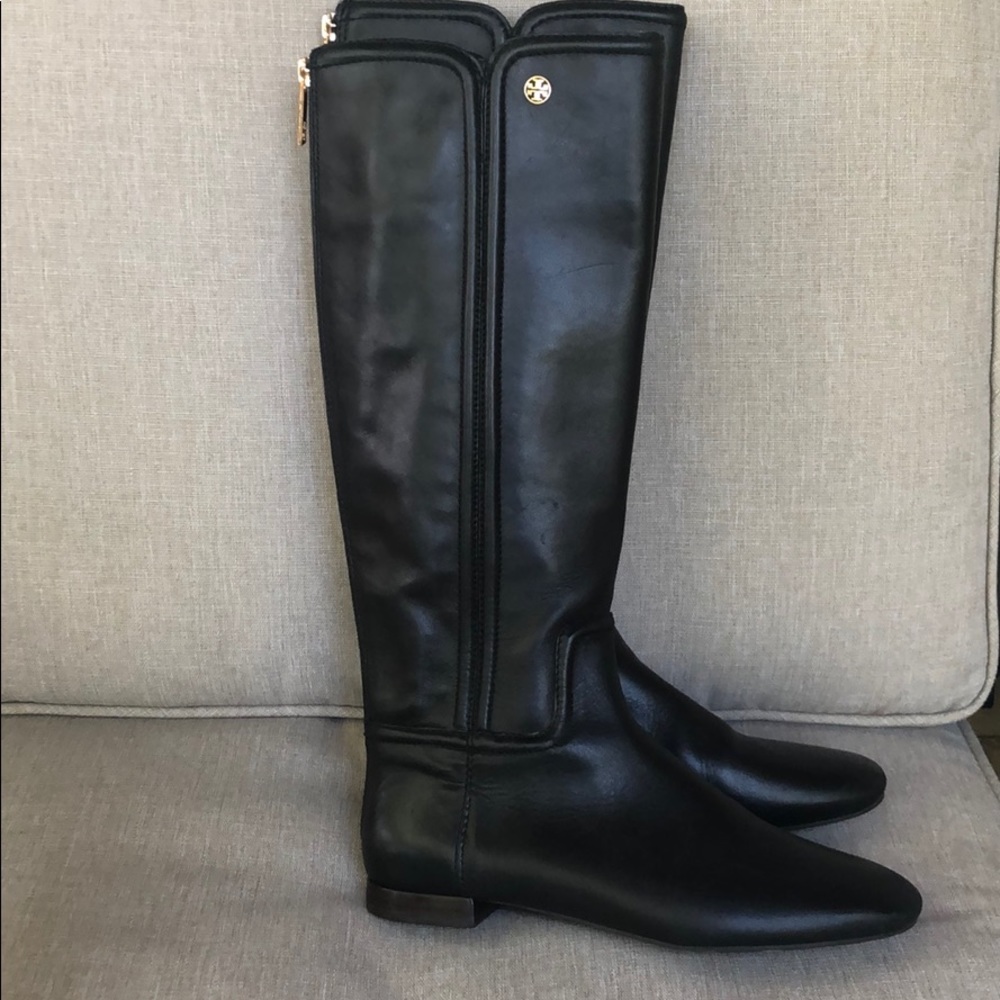 Tory Burch Irene Black Riding Boots Size 7
